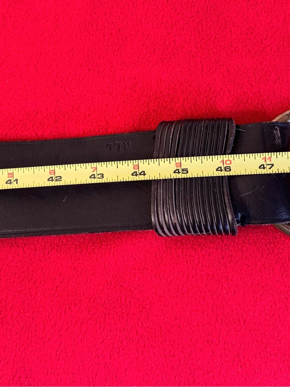 Ralph Lauren Brass Horsebit Double Strap Equestrian Wide Leather Belt XL Black